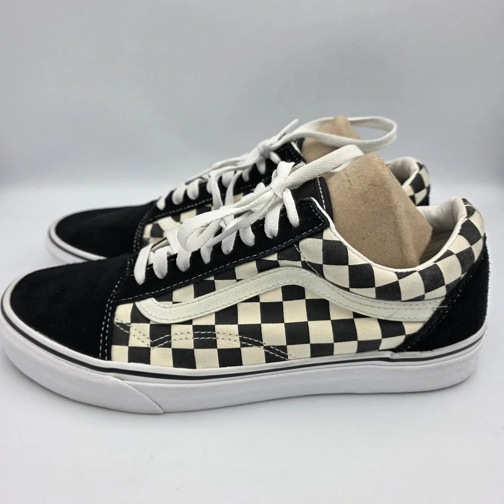 Vans 500714 Black & White Canvas Suede Checkered Skateboard Sneakers M 10.5 W 12